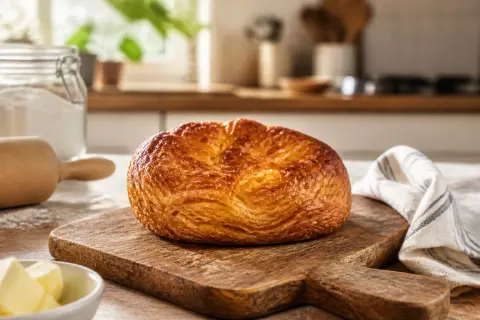 Une belle composition de kouign amann doré, prêt à être dégusté.