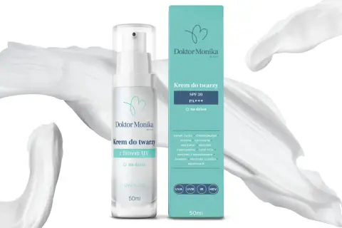 Krem do twarzy z filtrem UV SPF 30 PA++++ Doktor Monika. Czy kremy z filtrem są szkodliwe? Ten produkt chroni przed UVA, UVB, IR i HEV.