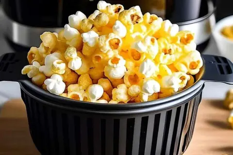 Chrupiący popcorn prosto z frytkownicy beztłuszczowej. Idealna przekąska na wieczór filmowy.
