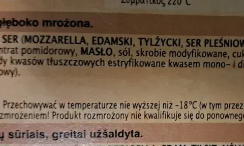 Pizza Guseppe 4 sery, głęboko mrożona, z flagą Polski.