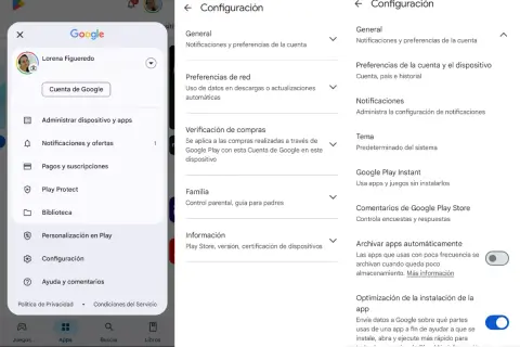 Menu Ustawienia w Google Play. Zobacz, jak zmienić kraj w Google Play, aby dostosować ofertę aplikacji.