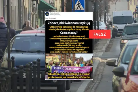 Protest przeciwko koncepcji miasta 15-minutowego, które ma ograniczać swobodę poruszania się.