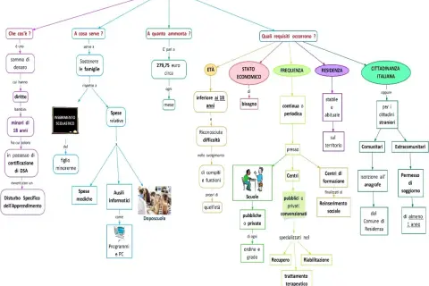 Indennità di frequenza: somma di denaro per minori di 18 anni con DSA, utile per spese scolastiche, mediche, informatiche e doposcuola, anche nei mesi estivi.