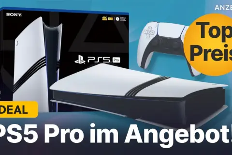 PS5 Pro im Angebot! Konsole und Controller im Fokus, mit "Top Preis" und "DEAL" als Highlights.