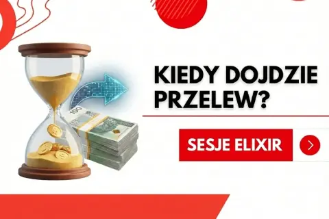 Kiedy przelew alior? Klepsydra z pieniędzmi i strzałka symbolizują czas oczekiwania na sesje przychodzące.
