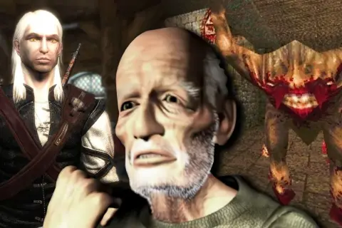 Wspomnienia z gry dzieciństwa: Geralt z Rivii, starszy mężczyzna i krwiożerczy potwór.