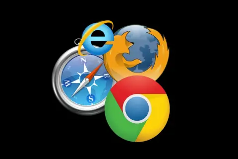 Ikony przeglądarek Internet Explorer, Firefox i Chrome oraz kompas. Jak zmienić wyszukiwarkę? Wybierz właściwy kierunek!