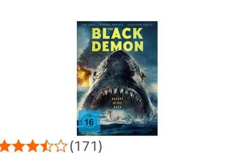 Ein riesiger Hai, "the black demon", bricht aus dem Wasser, um eine Ölplattform anzugreifen. Ein Mensch kämpft ums Überleben.