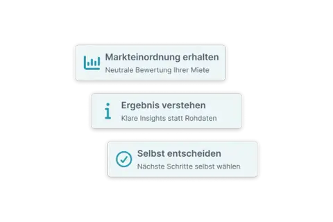 Markteinordnung erhalten: Neutrale Bewertung Ihrer Miete. Ergebnis verstehen: Klare Insights statt Rohdaten. Selbst entscheiden: Nächste Schritte selbst wählen. So können Sie den mietpreis pro m2 berechnen.