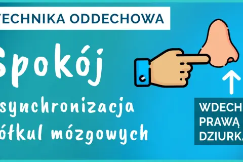 Technika oddechowa: Spokój i synchronizacja półkul mózgowych. Wdech prawą dziurką.