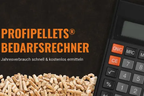 PROFI-PELLETS® Bedarfsrechner: Wie lange heizt man mit 15 kg Pellets? Ermitteln Sie Ihren Jahresverbrauch schnell & kostenlos.