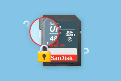 Carte SD SanDisk 32 Go avec cadenas, symbole de question. Mise à jour visiophone Extel ?