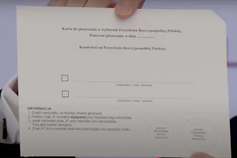 Karta do głosowania w wyborach prezydenckich, pokazująca, jak wyglądają karty do głosowania z miejscem na zaznaczenie kandydata.