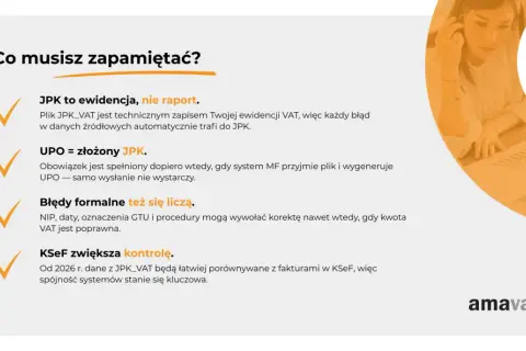 JPK_VAT to techniczny zapis ewidencji, nie raport. UPO to złożony JPK. Błędy formalne też się liczą. KSeF zwiększa kontrolę.