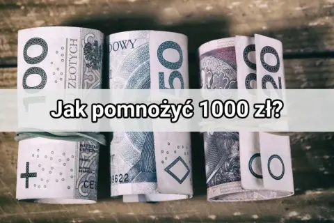 Zrolowane banknoty 100 zł i 50 zł, sugerujące akcję pomnażania pieniędzy.