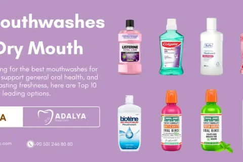 Beste Mundspülungen gegen trockenen Mund, darunter Listerine, Colgate und TheraBreath. Medikamente für Mundtrockenheit.
