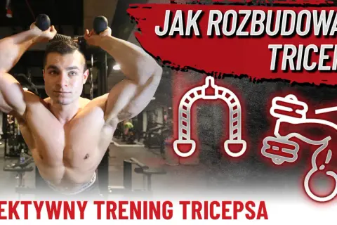 Mężczyzna ćwiczy triceps na siłowni. Skupia się na efektywnym treningu push, budując masę mięśniową.