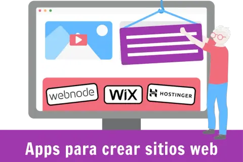 Un hombre construye un sitio web con programas como Webnode, Wix y Hostinger.