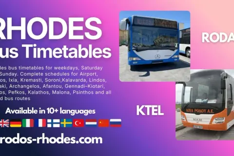 Bussar från Kolymbia till Rhodos stad och andra platser på ön. Hitta tidtabeller och information på rodos-rhodes.com.