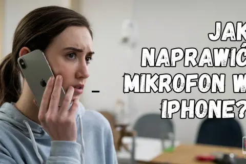 Zmartwiona kobieta rozmawia przez iPhone'a, bo nie działa mikrofon w telefonie. Jak naprawić?