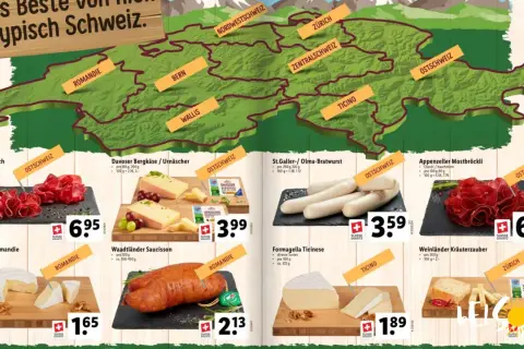Szwajcarskie specjały: Bündnerfleisch, sery z różnych regionów, kiełbaski i wędliny. Sprawdź ceny w Szwajcarii!