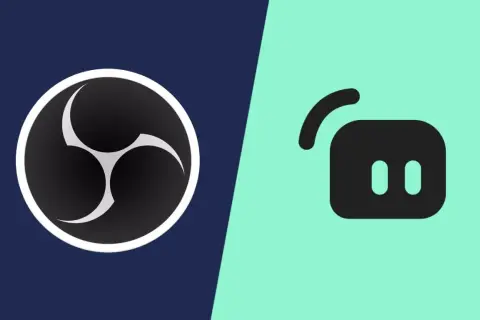 Logos von OBS und Streamlabs nebeneinander.