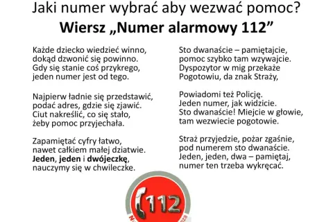 Wiersz o numerze alarmowym 112. Pamiętaj: 911 co to za numer? To 112!