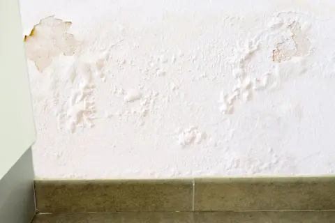 Pared con desconchones y ampollas por humedad ascendente. Busca una sika humedades por capilaridad solucion casera.