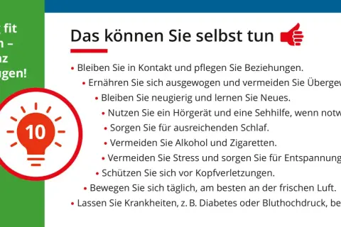 Tipps zur Demenz-Vorbeugung: So bleiben Sie geistig fit. Hilfsmittel wie Hörgeräte und Sehhilfen unterstützen Sie.