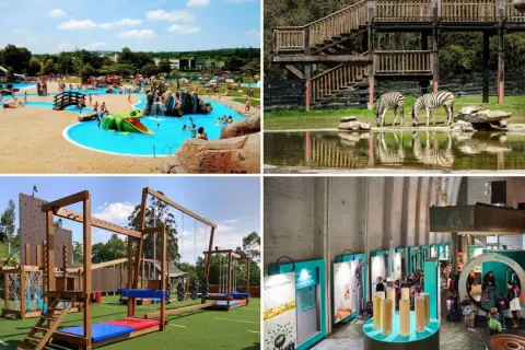 Actividades para que ver en Galicia con niños: parque acuático, zoo, parque de aventuras y museo interactivo.