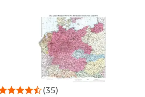 Karte des Großdeutschen Reiches mit den Sudetendeutschen Gebieten, 1938.