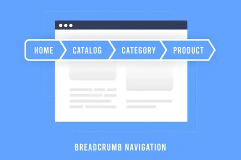 Schemat strony internetowej z widoczną nawigacją okruszkową: HOME > CATALOG > CATEGORY > PRODUCT.