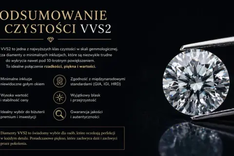 Diament VVS2: co to znaczy? Wyjątkowa czystość, minimalne inkluzje, wysoka wartość i blask. Idealny wybór dla koneserów.
