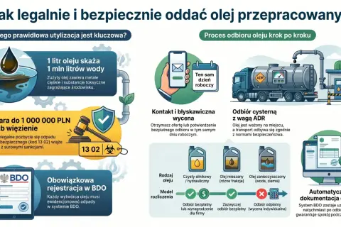 Gdzie oddać zużyty olej silnikowy? Dowiedz się, jak legalnie i bezpiecznie pozbyć się odpadu, unikając kar i chroniąc środowisko.