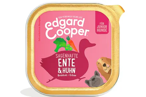 Edgard Cooper Futter für Hunde mit Ente & Huhn. Ideal bei Hund-Allergie, auch für Welpen. Brokkoli & Erbse.