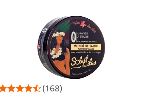 Boîte de graisse à traire "Soleil des îles" au Monoï de Tahiti, pour un bronzage intense.