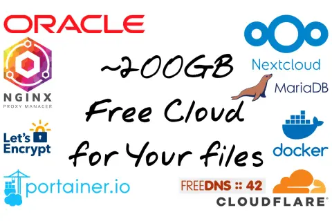 Darmowy przechowywanie w chmurze ~200GB dla Twoich plików, z logotypami Oracle, Nginx, Nextcloud, Docker, Cloudflare i innymi.