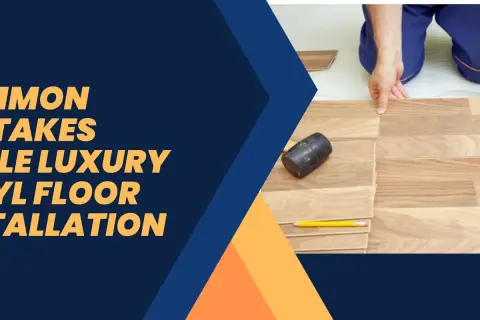 Learn how to install LVT flooring correctly by avoiding common mistakes. A person is shown laying down wood-look vinyl planks.