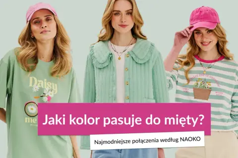 Trzy kobiety w pastelowych stylizacjach. Kolor pistacjowy i miętowy dominują w letnich outfitach.