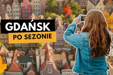 Jesienne gdańskie atrakcje turystyczne uchwycone przez turystkę. Kolorowe kamienice i liście tworzą malowniczy widok.