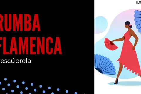 Una bailarina con un vestido rojo y abanico rojo evoca la rumba española. Descubre la pasión del flamenco.