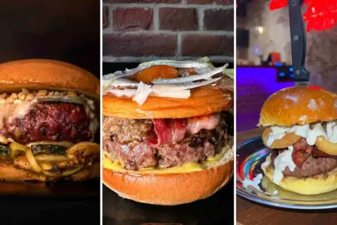 Tres hamburguesas espectaculares, ¡seguro que son las mejores hamburguesas Zaragoza! Con ingredientes frescos y apetitosos.
