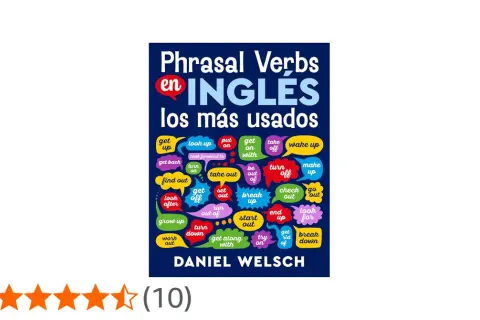 Portada de libro "Phrasal Verbs en Inglés" con muchos phrasal verbs con "up" como "wake up", "break up", "grow up".