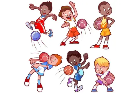 Dzieci grają w zbijaka, rzucając i odbijając piłki. Radosna zabawa sportowa.