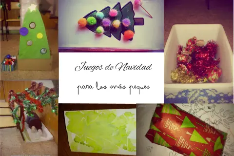 Juegos de Navidad para los más peques: un árbol de fieltro, pompones, regalos y un niño deslizándose por unas escaleras decoradas. ¡Navidad en verano!
