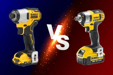 Wkrętarka DeWalt 12V vs zakrętarka DeWalt 18V. Dwa elektronarzędzia DeWalt w żółto-czarnej kolorystyce, gotowe do pracy.