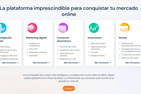 Plataforma para conquistar tu mercado online: investigación digital, marketing, e-commerce, inversiones y ventas. Ayuda a analizar palabras clave.