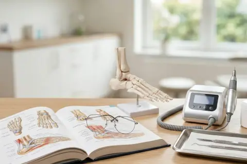 Anatomia stopy, podręcznik i frezarka – wszystko, co potrzebne, by dowiedzieć się, jak zostać podologiem.