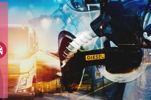 Dystrybucja paliwa, gdzie ropa to diesel, zasila ciężarówki i portowe dźwigi, symbolizując transport i logistykę.