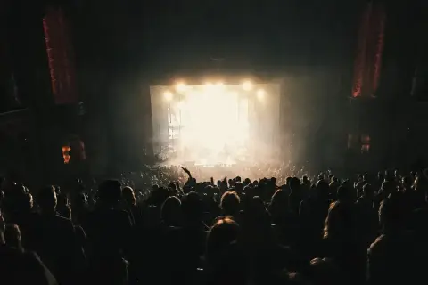 Tłum na koncercie, światła sceny rozświetlają mgłę. Wszyscy śpiewają "Someone Like You" Adele.
